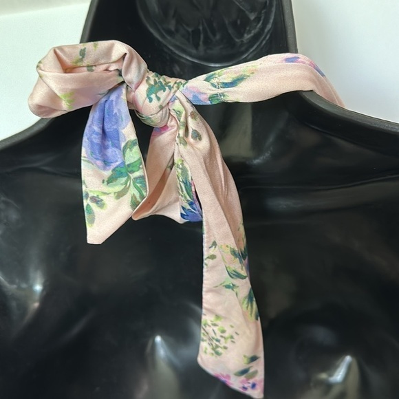 NWT Zara silky floral crop halter corset top light pink S - Picture 9 of 16